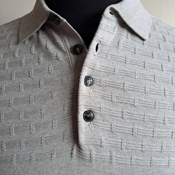 NEW Pal Zileri Men's Light Grey 100% Cotton Polo Shirt T-shirt Size 52 / L